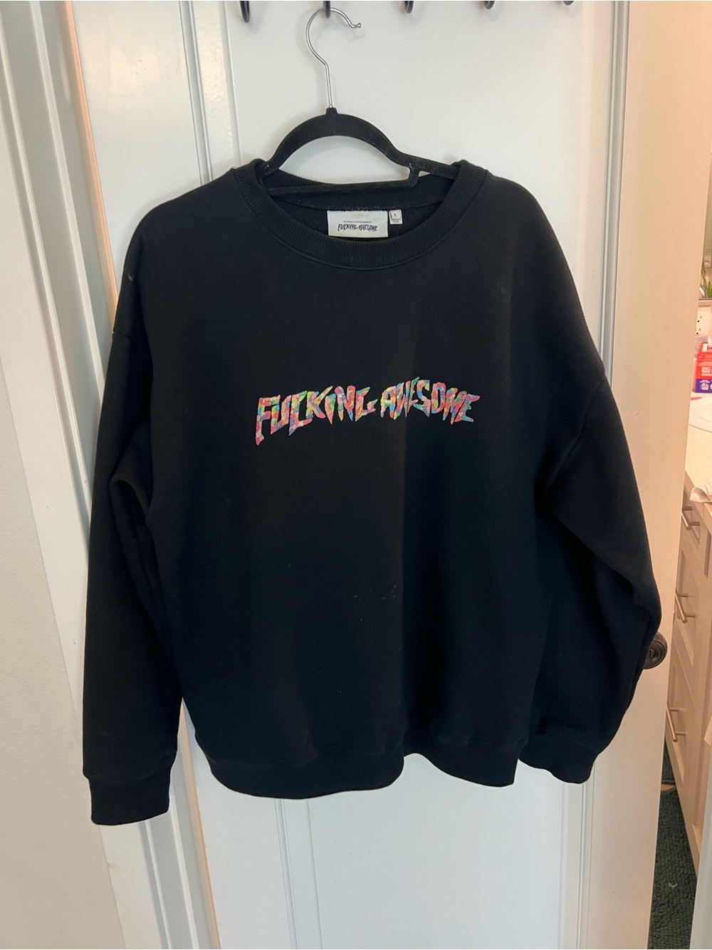 FA Black Crewneck Sweatshirt with White Logo Tag